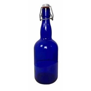 Cobalt Blue Glass Bottle Flipper Wire Cap Stopper EZ Swing Brewing Kombucha Beer